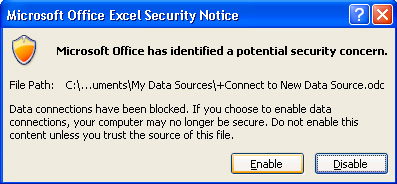 Mensaje de Seguridad de Excel (click Enable)