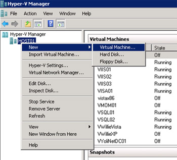 Tenemos varias formas de crear una nueva Máquina Virtual en Cluster. Una de ellas es 

desde Hyper-V Manager.