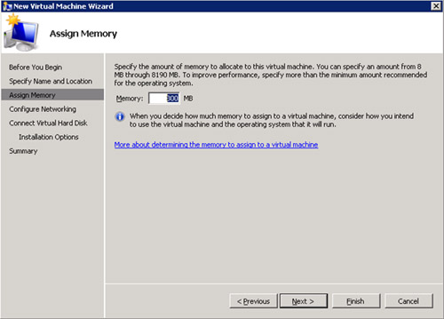 En la pantalla Assign Memory, especificaremos la memoria deseada para la nueva 

Máquina Virtual