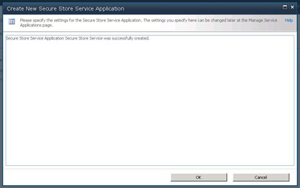 Realizado esto, el Secure Store Service habrá sido creado con éxito. Click OK para continuar.