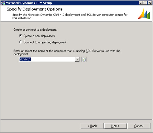 En la pantalla Specify Deployment Options especificaremos la opción Create a new deployment