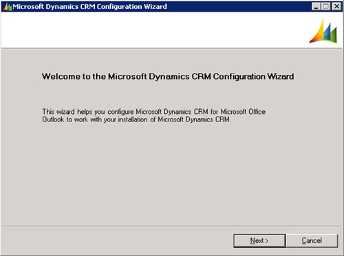 Se abrirá el asistente de configuración del Cliente de Microsoft Dynamics CRM para Outlook