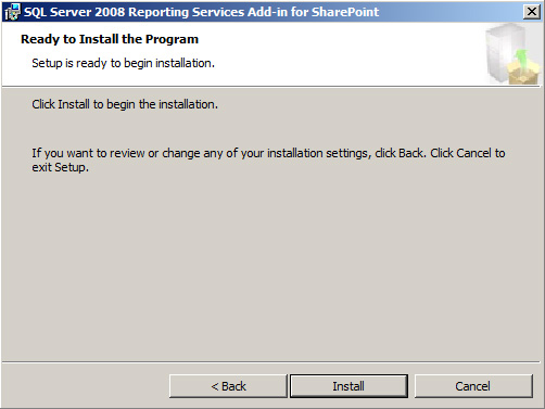 Instalar Reporting Server 2008 Addin for SharePoint - Ready to Install