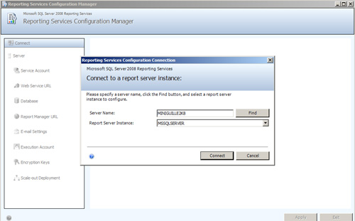 Reporting Services Configuration Manager - Connect