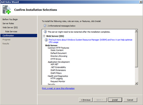 En la pantalla Confirm Installation Selections, click Install.