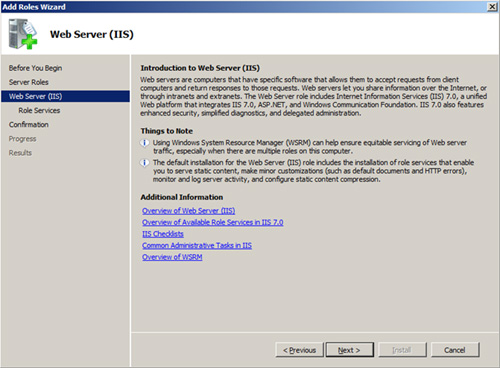 Pantalla Web Server (IIS)