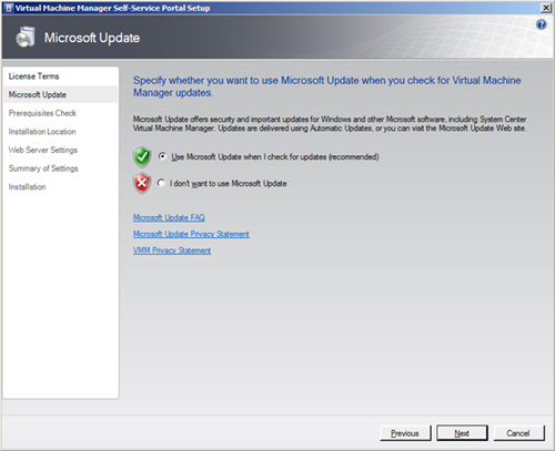 En la pantalla Microsoft Update seleccionar la opción Use Microsoft update when I check for updates (recommended)