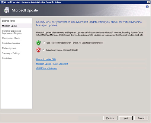 Virtual Machine Manager Administrator Console (VMM Console) Setup - Microsoft Update