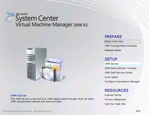 Virtual Machine Manager 2008 R2 Setup
