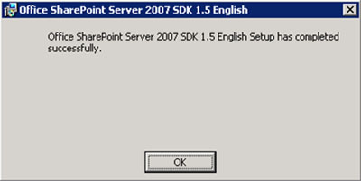 Barrita de progreso, y en unos instantes, el Office SharePoint Server SDK estará instalado.