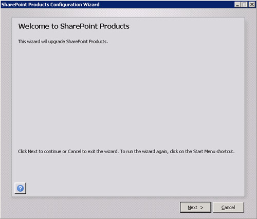 A continuación, deberemos ejecutar el Asistente de Configuración de SharePoint (SharePoint 2010 Products Configuration Wizard), en todos y cada uno de los servidores de la Granja de SharePoint 2010. Para ello, ejecutaremos la herramienta SharePoint 2010 Products Configuration Wizard, o en su defecto, el psconfig.exe (que es lo mismo). En la pantalla de bienvenida, click Next para continuar.