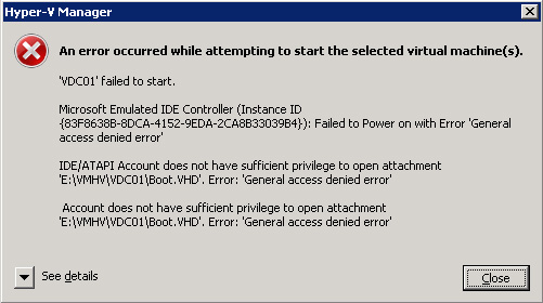 El error General access denied error, suele producirse por falta de permisos