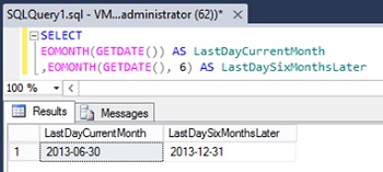 Ejemplo de la función EOMONTH en SQL Server 2012