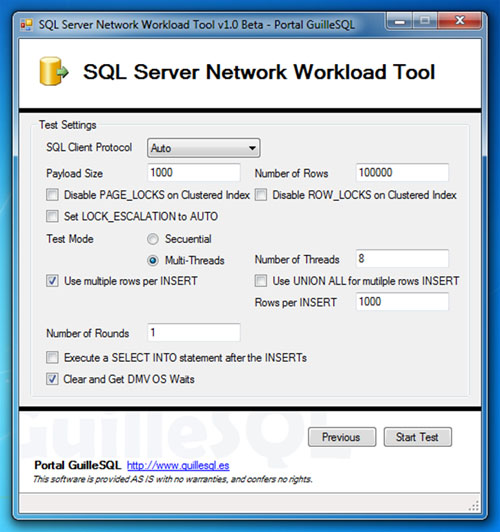 SQL Server Network Workload Tool v1.0 Beta