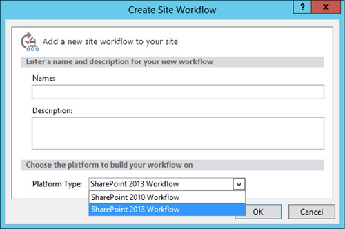 Además, si intentamos crear un Nuevo WorkFlow desde SharePoint Designer 2013, ahora podremos elegir entre utilizar el motor de WorkFlows de SharePoint 2010 o el motor de WorkFlows de SharePoint 2013.